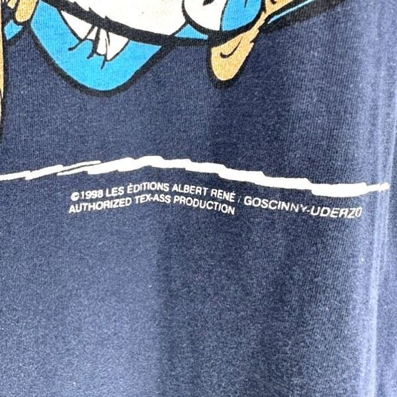 Vintage y2K Asterix Obelix shirt 1998 Albert Rene 100% cotton blue Large Funny - Picture 3 of 14
